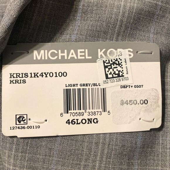 Michael Kors Men's Classic Fit Wool-Blend Grey Plaid Suit Jacket - Picture 2 of 3